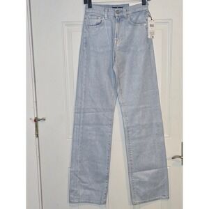 NWT 7 For All Mankind Tess Trouser High Rise Light Wash Denim Jeans Size 23